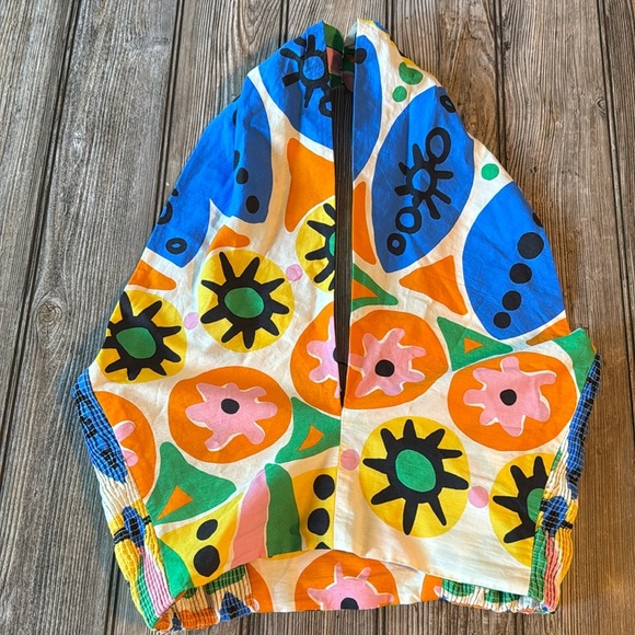 ZARA Halter Top 7703/025 278/015 colorful pattern XS crossover cotton NeW - Picture 2 of 7